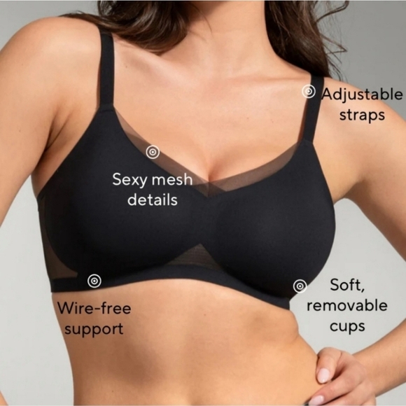 Honeylove Crossover Wireless Bra Black Size L - Picture 4 of 11